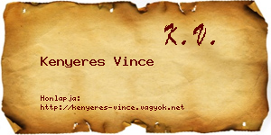 Kenyeres Vince névjegykártya
